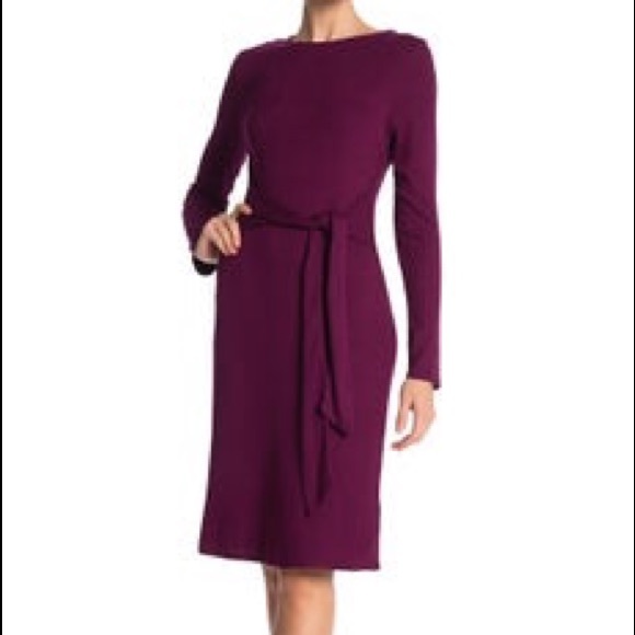 Spense Burgundy deep berry Crew Neck Dress - Picture 2 of 10